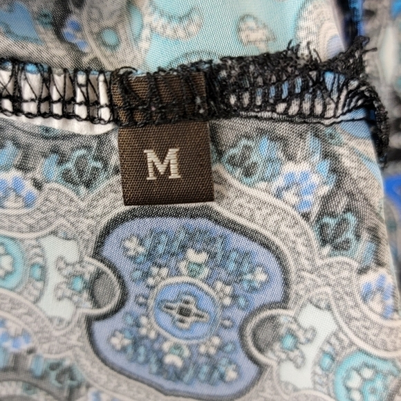 Allison Joy | Blue Boho Print Criss Cross Front Tank Top Size Medium - Picture 3 of 7